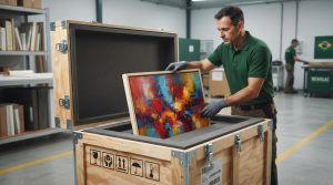 envio de obras de arte para o exterior caixa de madeira